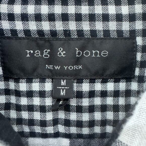 Rag & Bone Shirt Mens M Black White Cotton Checked Gingham Button Front LS - Picture 2 of 16
